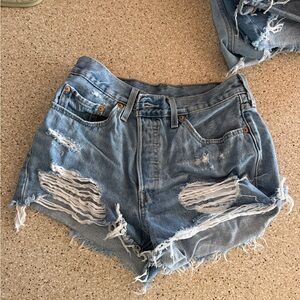 Levi's Blue Distressed Jean Shorts